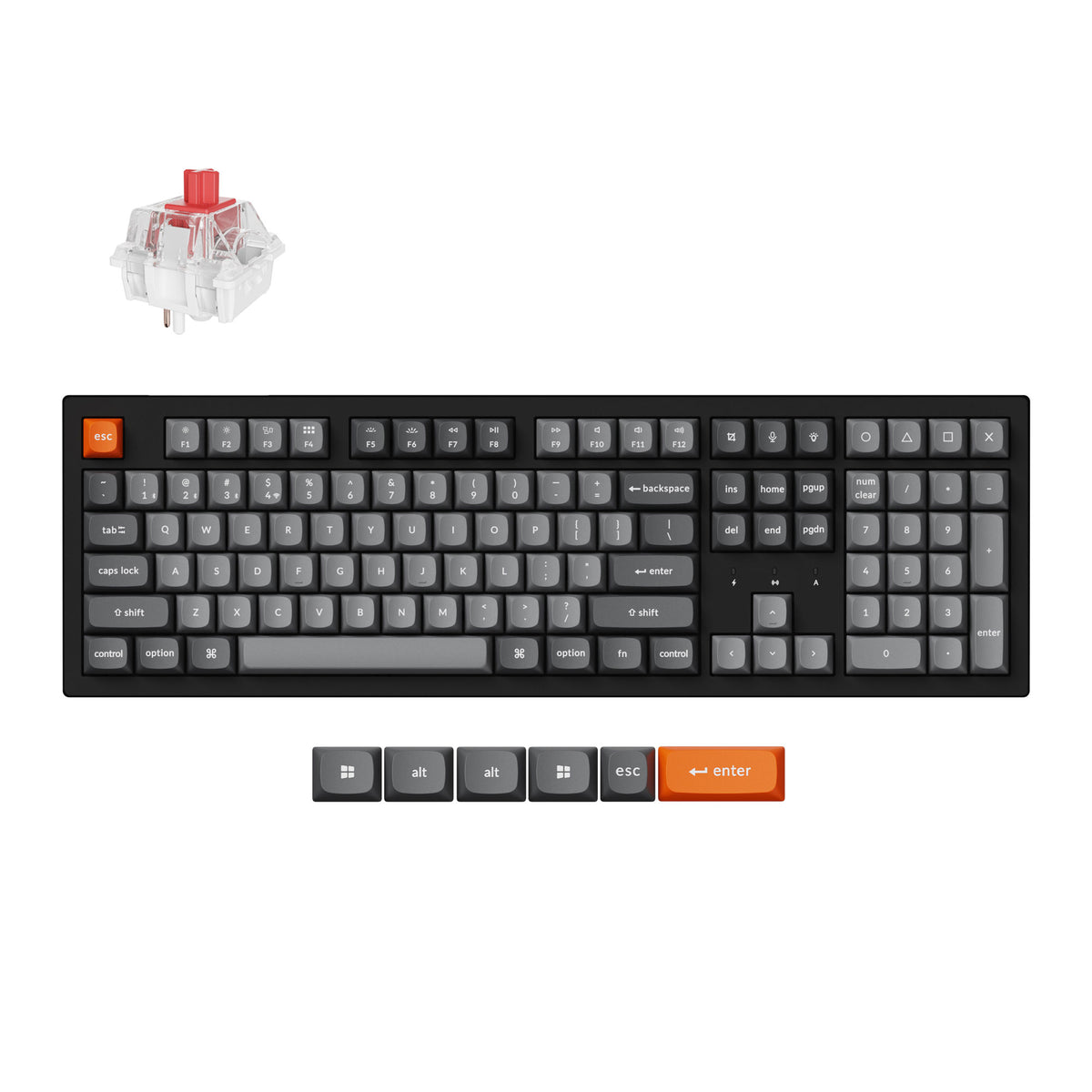 Keychron K10 Max QMK Wireless Custom Mechanical Keyboard RGB Backlight 100% Layout Fully Assembled for Mac Windows Linux Hot Swappable Keychron Super Red