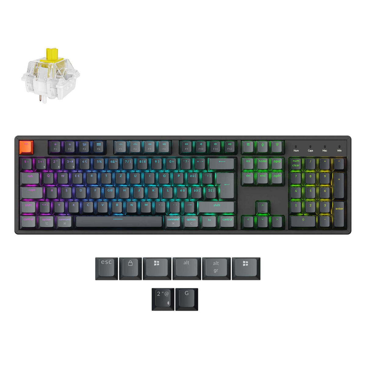 Keychron K10 QMK Wireless Mechanical Keyboard ISO-Swiss Aluminum Banana Switch
