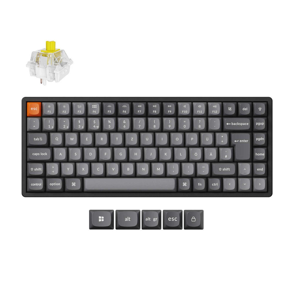 Keychron K2 Max QMK Wireless Custom Mechanical Keyboard 75% Layout Fully Assembled for Mac Windows Linux Keychron Super Banana ISO German Layout