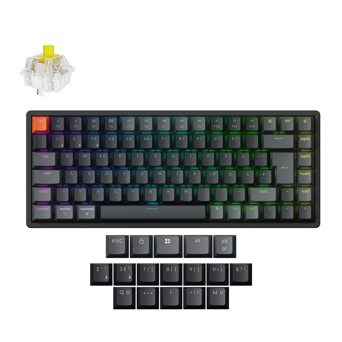 Keychron K2 Version 3 QMK Wireless Keyboard ISO DE Aluminum Banana Switch