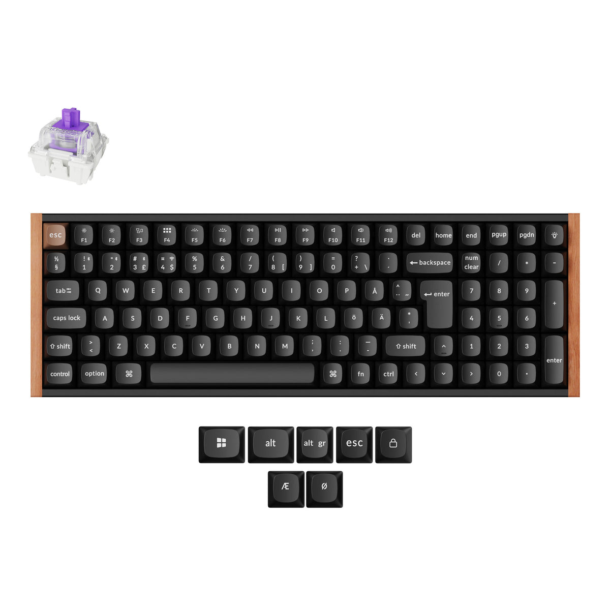 Keychron K4 HE 96 Percent Layout Wireless Magnetic Switch Custom Keyboard Special Edition Wooden Black RGB Backlight Double-Shot PBT Keycaps ISO-BO