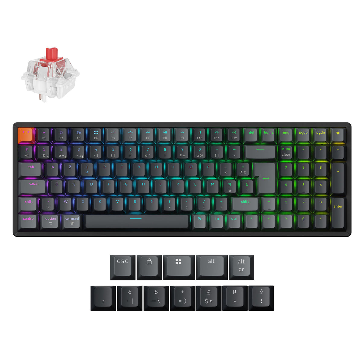 Keychron K4 QMK Wireless Mechanical Keyboard ISO-French Aluminum Red Switch