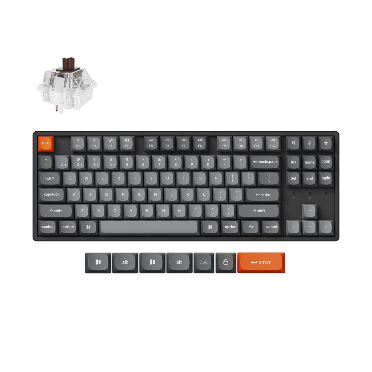 Keychron K8 Max QMK Wireless Custom Mechanical Keyboard Hot Swappable RGB Backlight Aluminum Frame TKL Layout Fully Assembled for Mac Windows Linux Keychron Super Brown