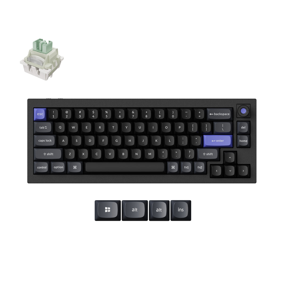 Keychron Q2 HE 8K Wired Magnetic Switch Keyboard Knob Version 75 Layout Black