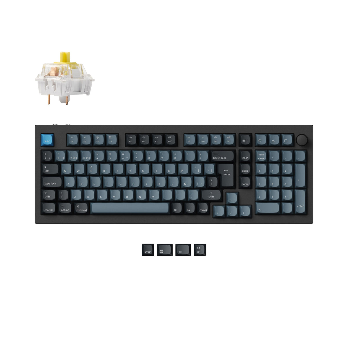 Keychron Q5 Pro QMK/VIA wireless custom mechanical keyboard 96 percent layout aluminum black for Mac Windows Linux RGB hot-swappable K Pro switch banana ISO Spanish layout