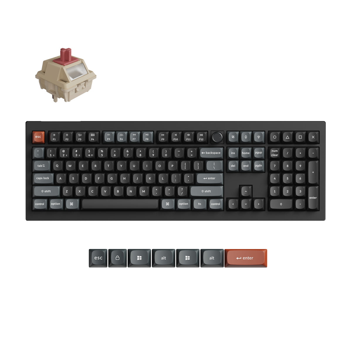 Keychron V6 Ultra 8K Wireless Hot-swappable RGB Backlight Red Switch - Black