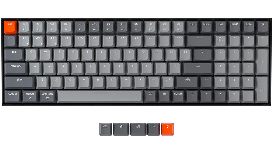 Keychron K4 version 2 hot swappable wireless mechanical keyboard 96 percent layout for Mac Windows iOS Gateron switch red with type C RGB white backlight 