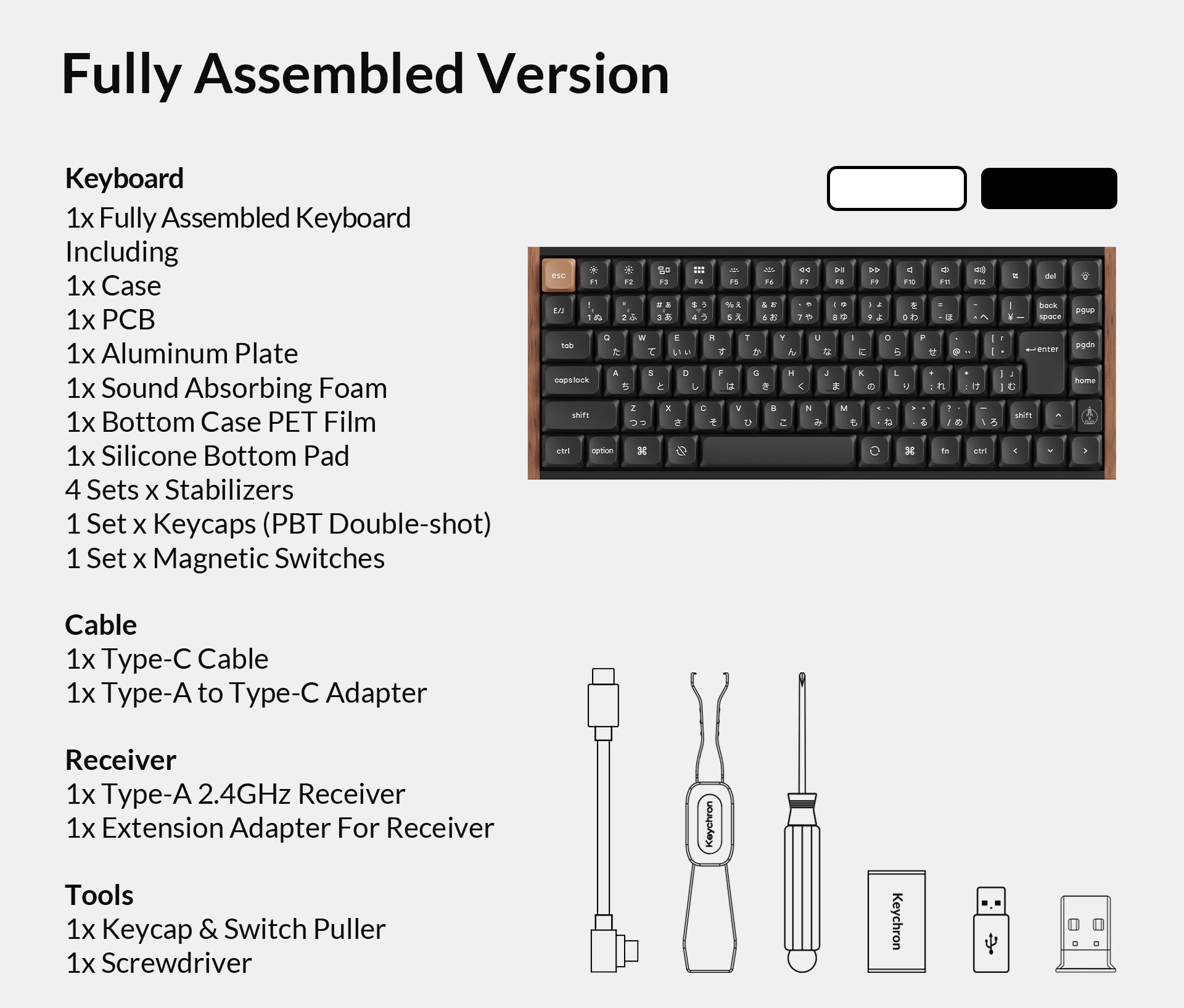 Keychron K3 HE Wireless Magnetic Switch Keyboard (Japan JIS Layout) Package-list