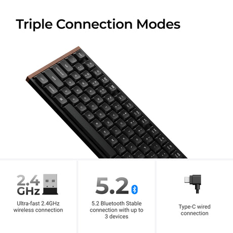 Keychron K1 Ultra 8K Wireless Custom Mechanical Keyboard showcasing triple connection modes with Bluetooth and wired options.