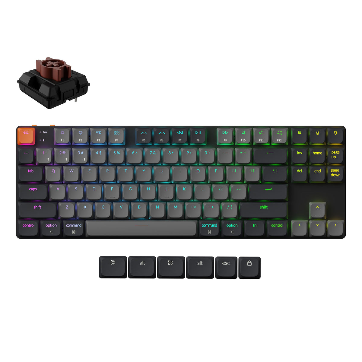 Keychron-K1-Version-6-Ultra-Slim-TKL-Layout-QMK-Wireless-Mechanical-Keyboard-Low-Profile-Brown-Switch-RGB-Backlight