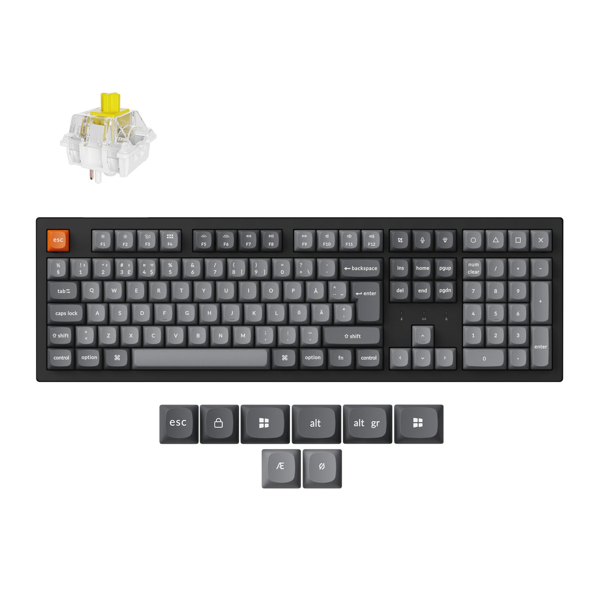 Keychron K10 Max QMK Wireless Custom Mechanical Keyboard RGB Backlight 100percent Layout Fully Assembled Hot Swappable Keychron Super Banana ISO Nordic Layout