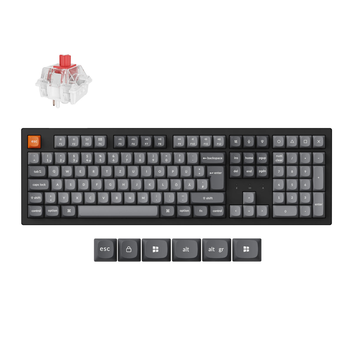 Keychron K10 Max QMK Wireless Custom Mechanical Keyboard RGB Backlight 100percent Layout Fully Assembled Hot Swappable Keychron Super Red ISO German Layout
