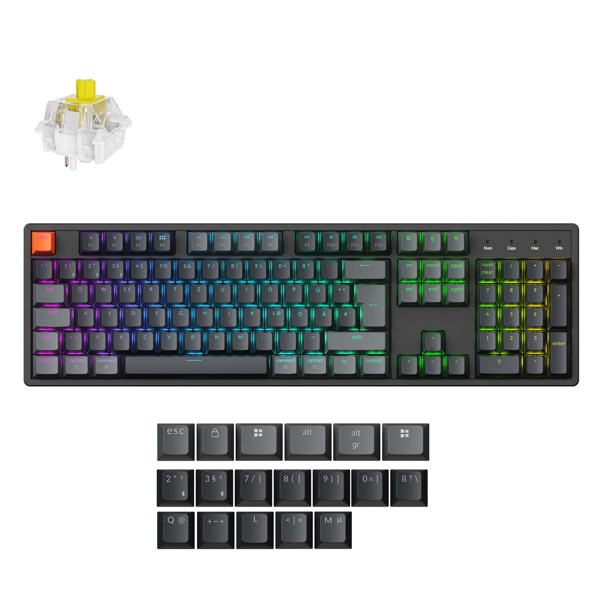 Keychron K10 QMK Wireless Mechanical Keyboard ISO-DE Aluminum Banana Switch