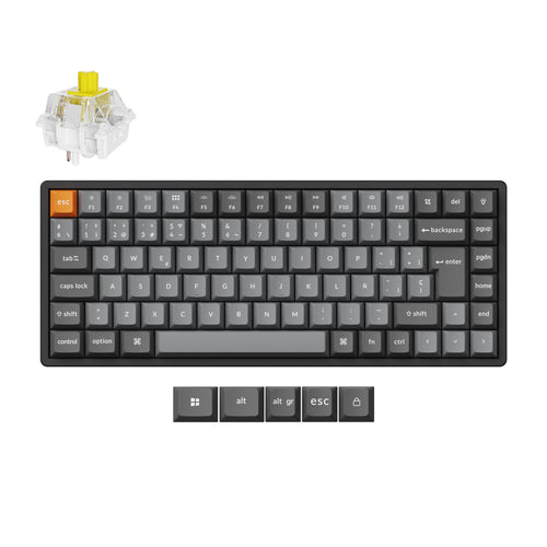 Keychron K2 Max QMK Wireless Custom Mechanical Keyboard 75% Layout Fully Assembled for Mac Windows Linux Keychron Super Banana ISO Spain Layout
