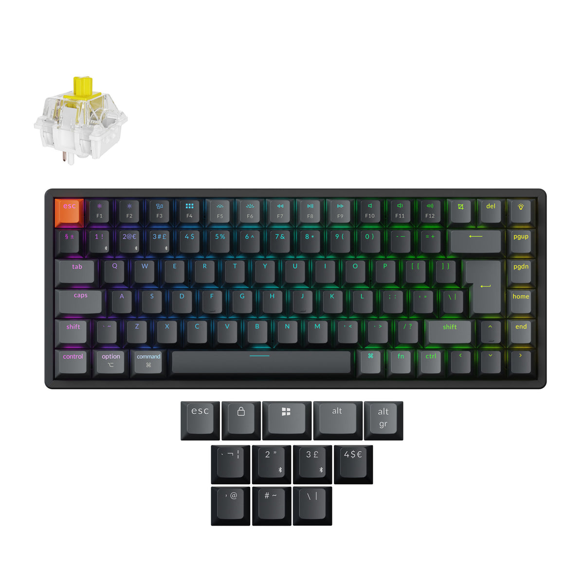 Keychron K2 Version 3 QMK Wireless Keyboard ISO UK Aluminum Banana Switch