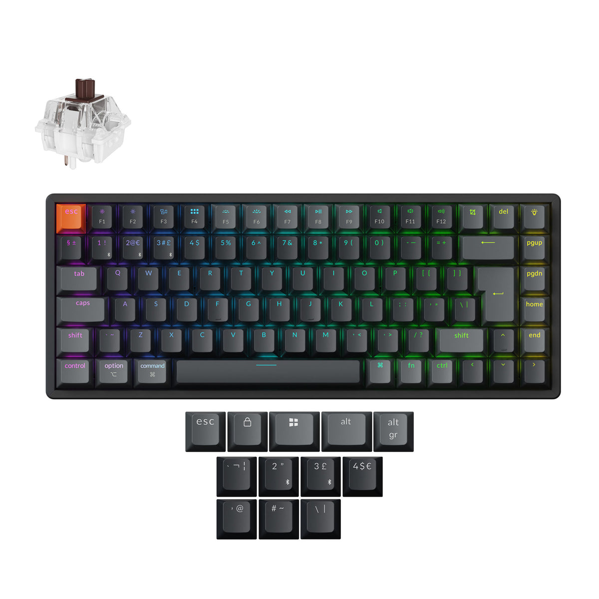 Keychron K2 Version 3 QMK Wireless Keyboard ISO UK Aluminum Brown Switch