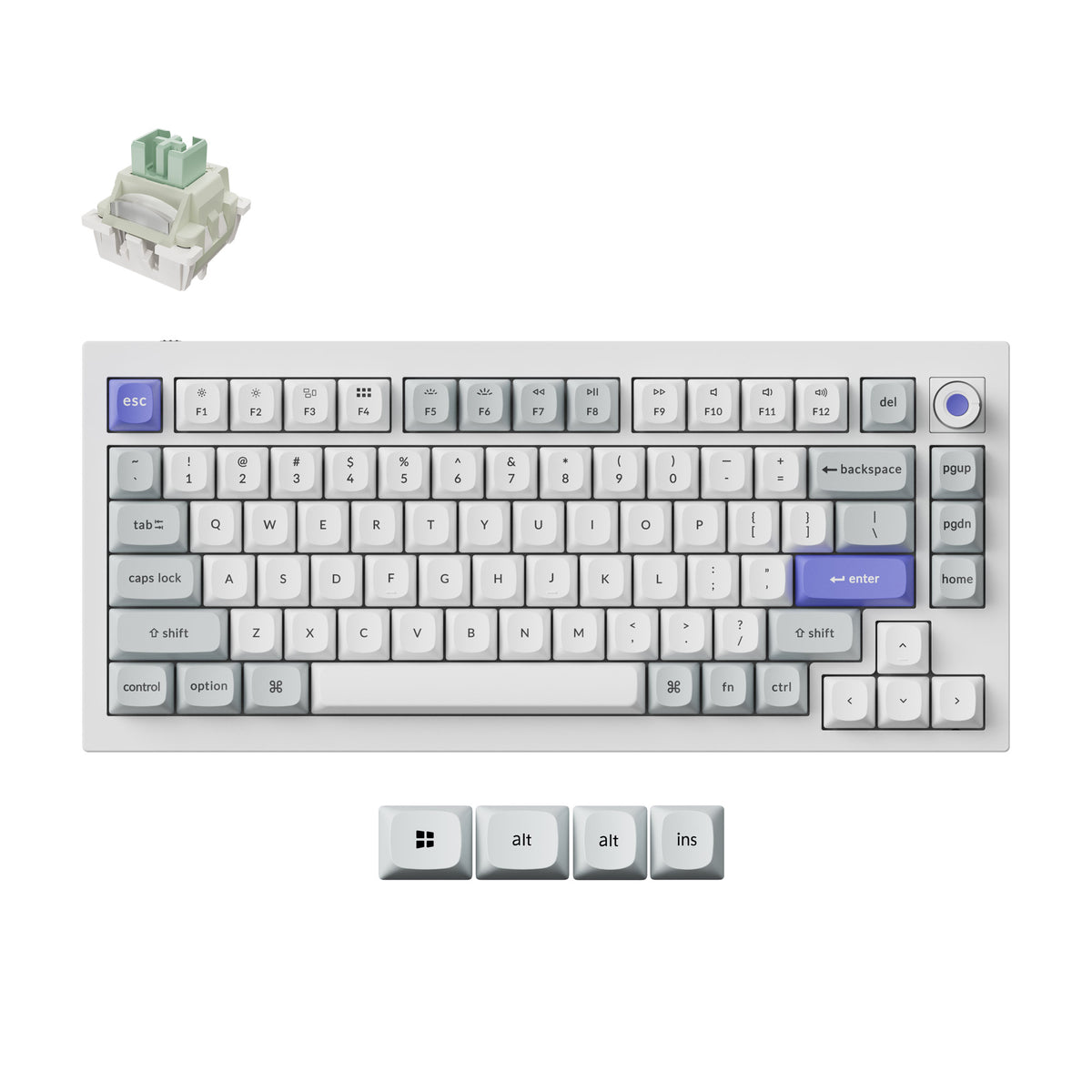 Keychron Q1 HE 8K Swappable RGB Backlight Magnetic Switch Keyboard Knob Version - White