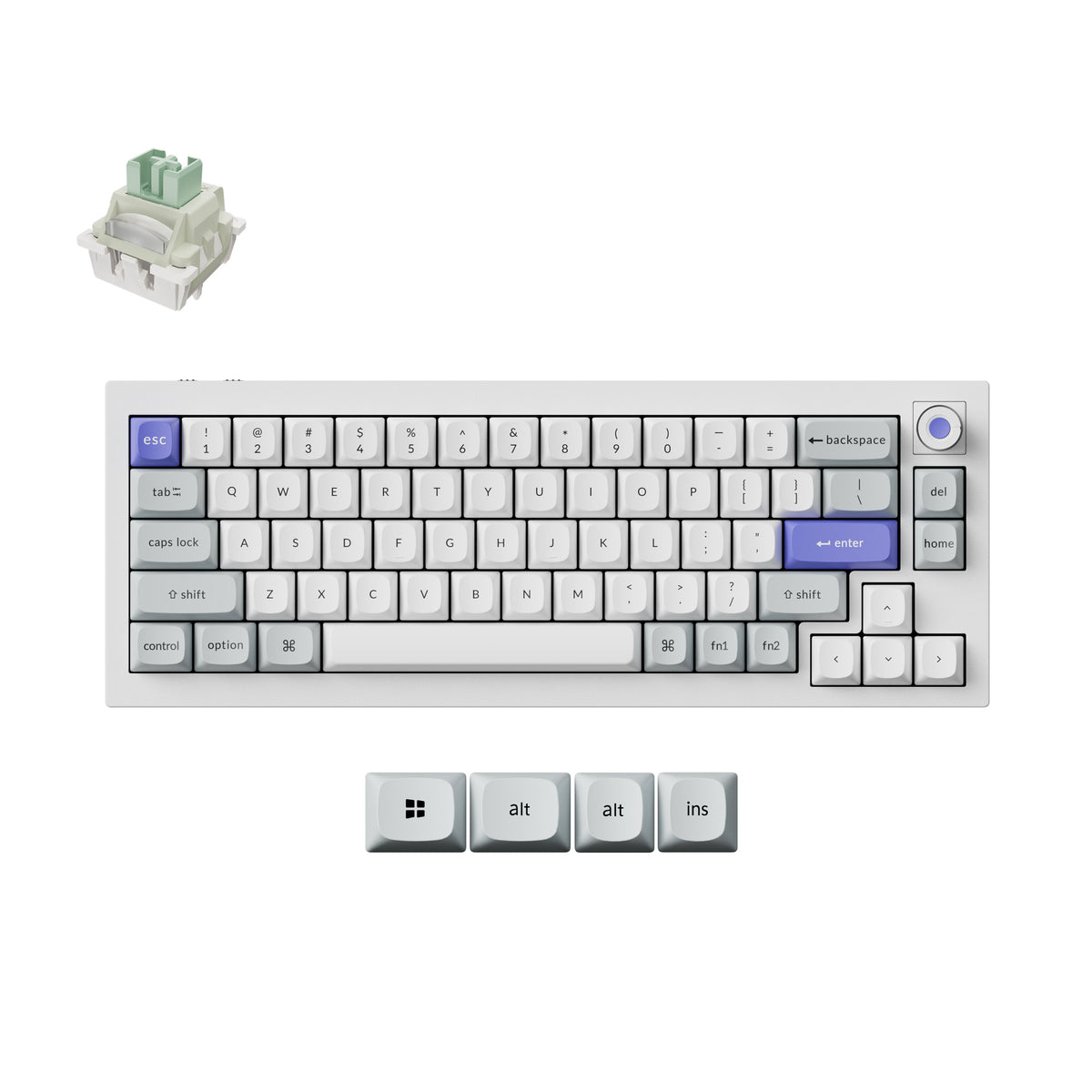 Keychron Q2 HE 8K Wired Magnetic Switch Keyboard Knob Version 75 Layout White