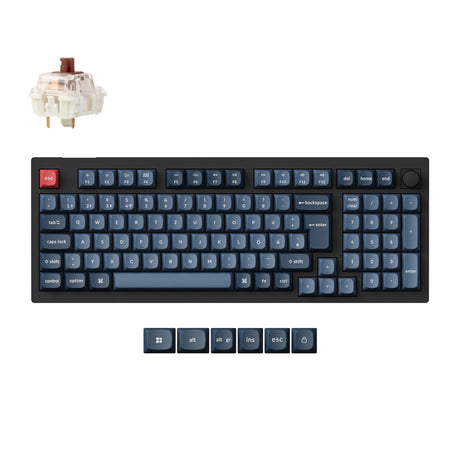Keychron V5 Max QMK Wireless Custom Mechanical Keyboard 96 Percent Layout Fully Assembled Knob for Mac Windows Linux Gateron Jupiter Brown ISO German Layout