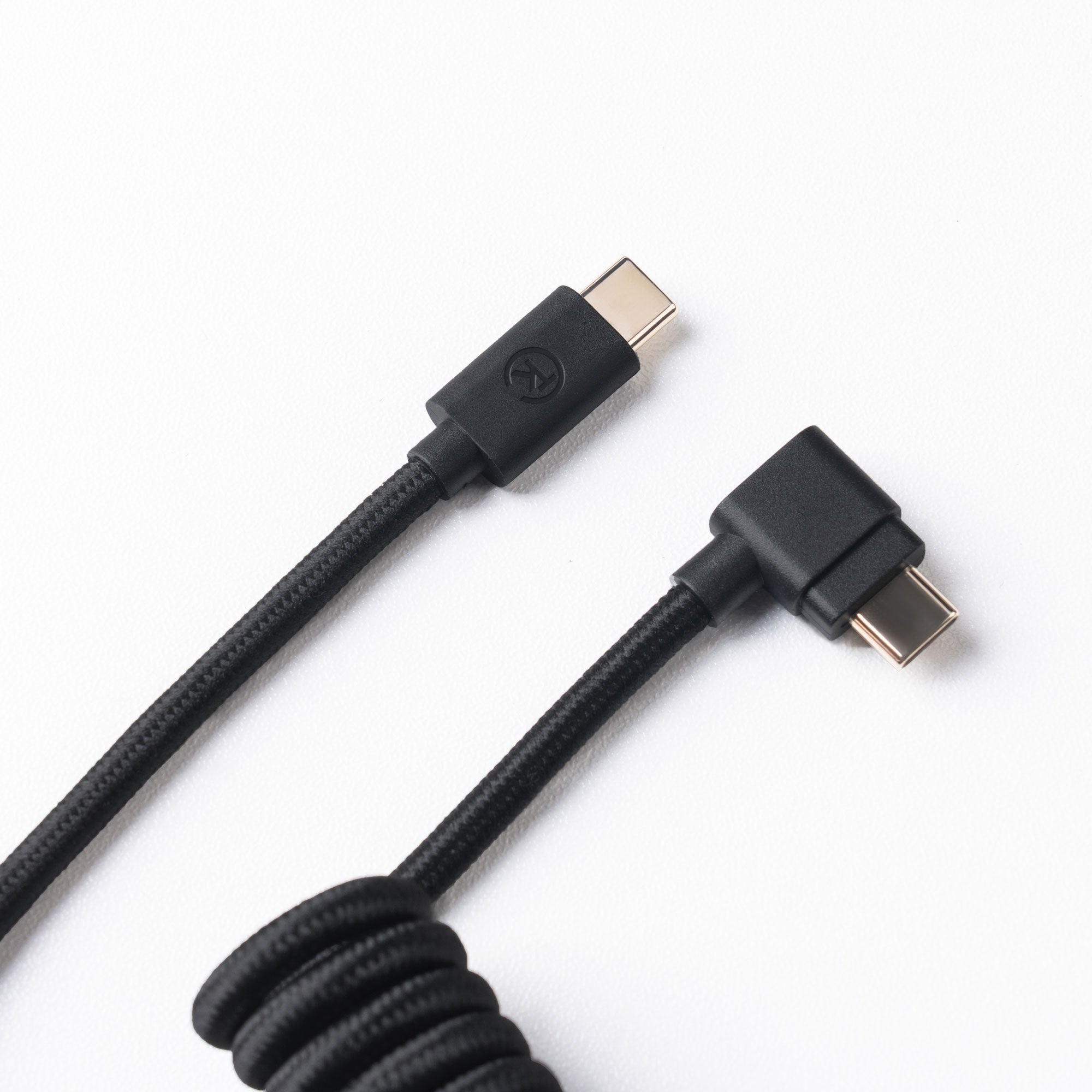 Keychron custom coiled aviator USB type-C cable black color with angled connector
