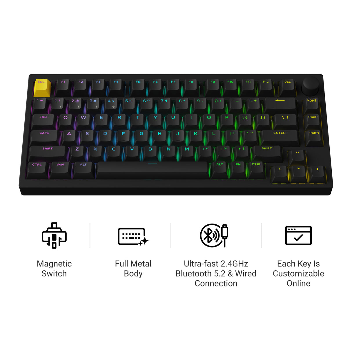 Lemokey P1 HE Wireless Magnetic Switch Custom Gaming Keyboard Icon Features