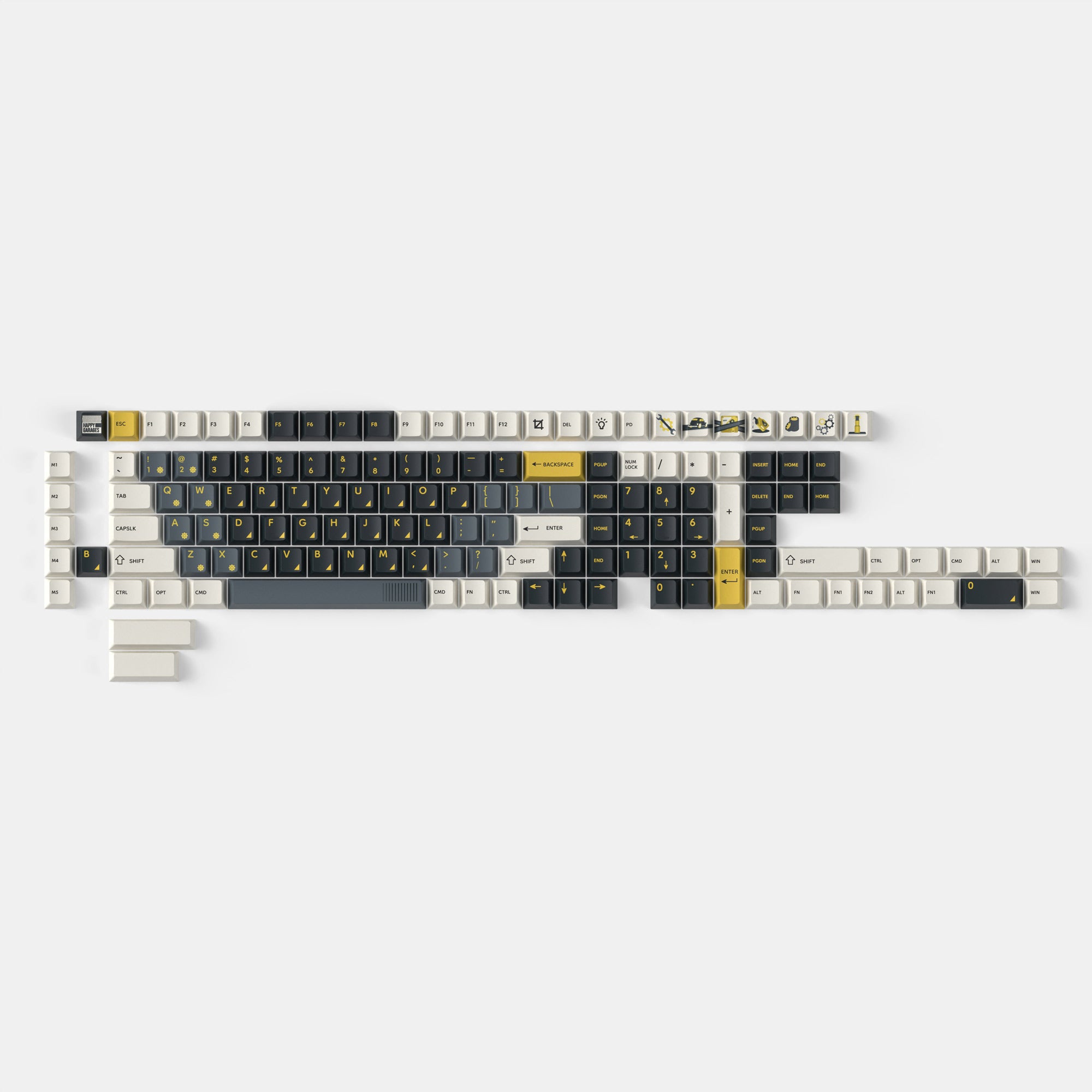 Retro Garage-Cherry Profile Dye-Sub PBT Full Keycap Set