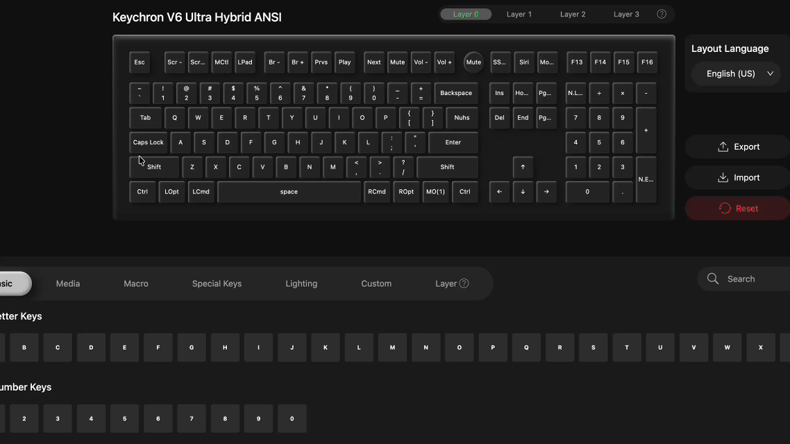 Powered by QMK and a web-based Launcher, the V6 Ultra Hybrid 8K lets you customize your keyboard layout directly from your browser. Remap any key to your preferred function—for example, turn the “Q” key into a “4” key—and create a layout that fits your workflow, gaming style, or personal preference.