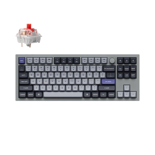 Keychron Q3 Pro QMK/VIA wireless custom mechanical keyboard tenkeyless layout full aluminum grey frame for Mac Windows Linux RGB hot-swappable K Pro switch red